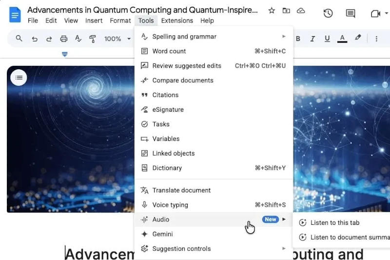 Google Docs ora sanno riassumere rapidamente i documenti.