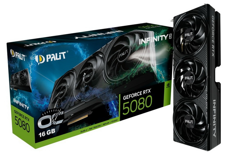 Palit ha presentato la GeForce RTX 5080 Infinity 3 senza illuminazione RGB sia nella versione overclock che senza di essa.