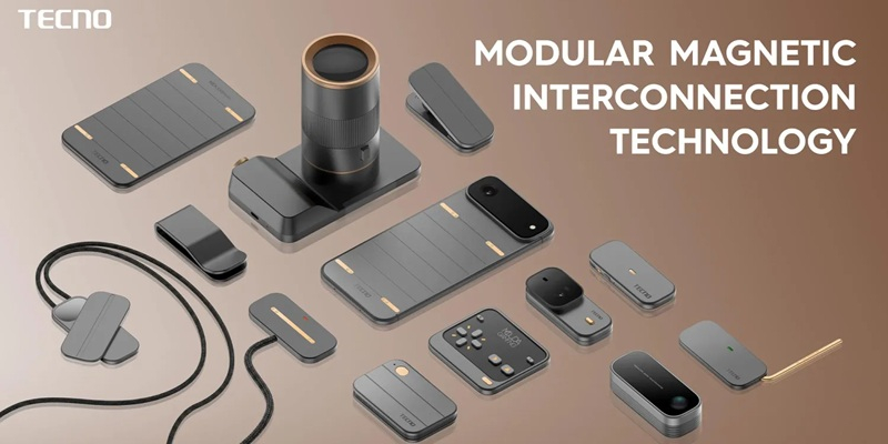 Tecno ha presentato il concetto di telefono magnetico modulare ispirato al Project Ara di Google
