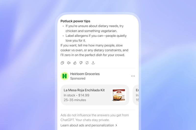 ChatGPT ora mostra pubblicità, ma non tutti le noteranno subito.