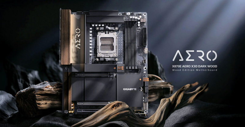 Gigabyte ha presentato la scheda X870E Aero X3D Dark Wood in un design che richiama il legno scuro
