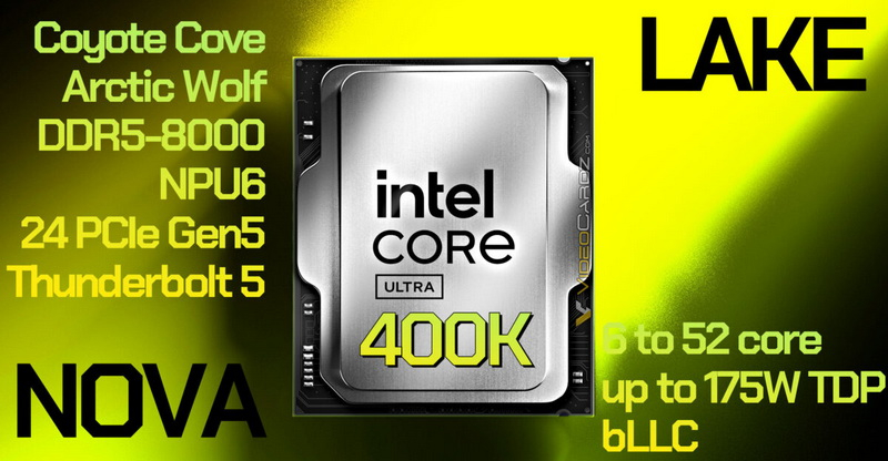 Intel Nova Lake‑S nei PC desktop: fino a 52 core, supporto DDR5‑8000 e consumo fino a 175 W