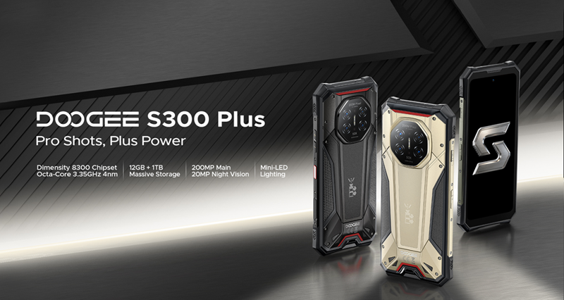 Doogee S300 Plus è un telefono affidabile basato su Dimensity 8300, dotato di 1 TB di memoria e retroilluminazione Mini‑LED regolabile.
