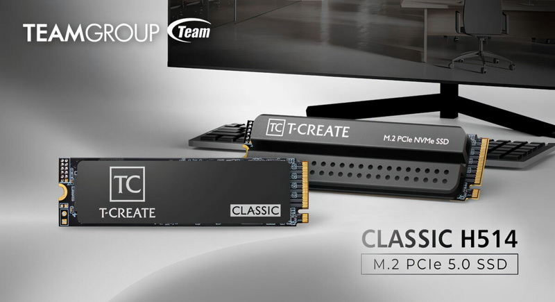 TeamGroup ha lanciato la SSD T‑Create Classic H514 PCIe 5.0, progettata per carichi locali di IA: capacità fino a 4 TB e velocità di lettura fino a 14 200 MB/s
