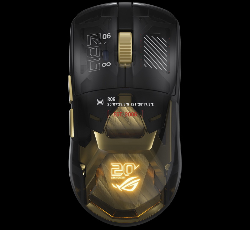 Asus ha lanciato il mouse da gioco ROG Harpe II Extreme Edition 20: corpo trasparente, finitura oro e prezzo di 260 dollari.