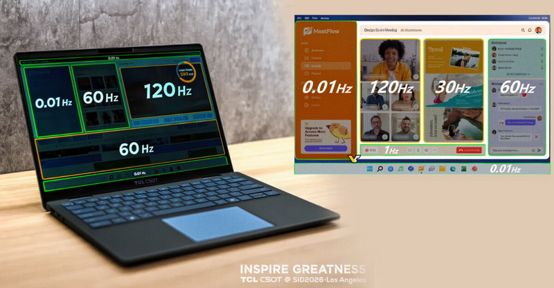 TCL CSOT ha presentato uno schermo per laptop che supporta una frequenza simultanea da 0,01 a 120 Hz.